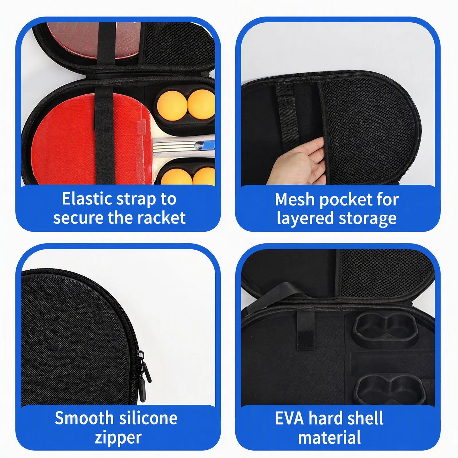Hard Shell Ping Pong Paddle Case Waterproof Table Tennis Rackets Bag Oxford Cloth Dustproof Table Tennis Paddles Box Case