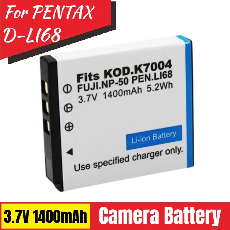 

New Replacement Rechargeable Camera Battery 3.7V 1400mAh D-LI68 for PENTAX Optio Q Q7 Q10 Q-S1 QS1 S10 S12 A36 VS20 D-LI122