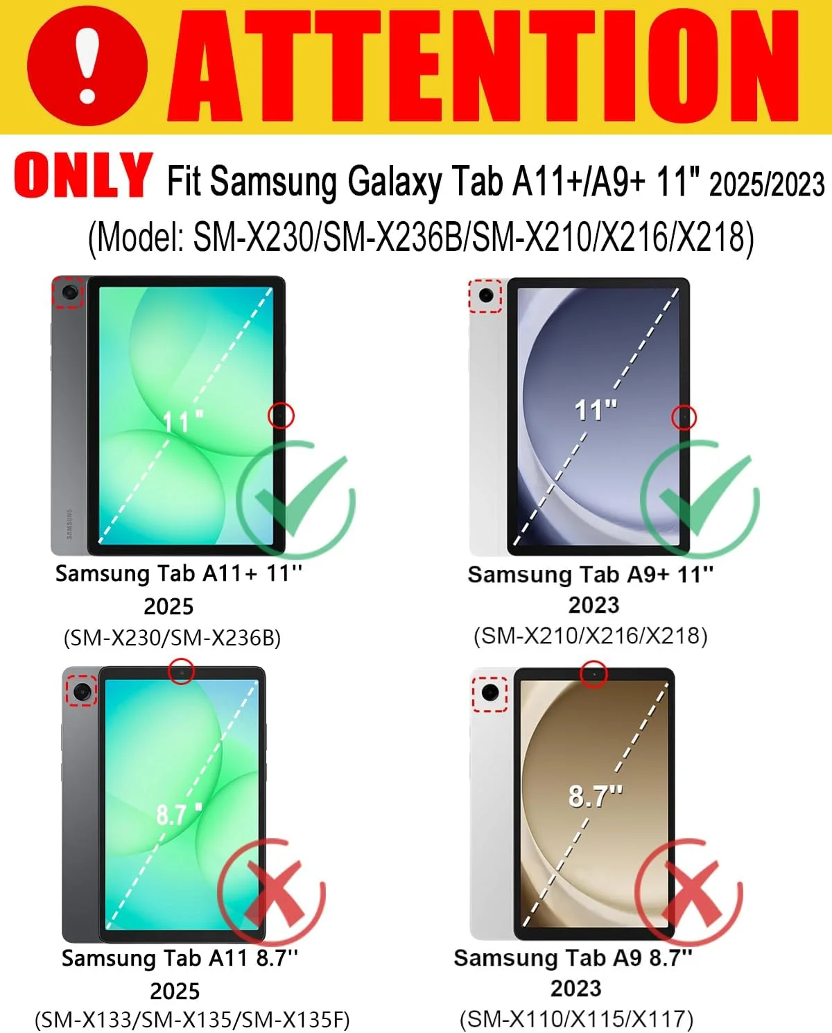 Case Keyboard for Samsung Galaxy Tab A11+/A9+ Plus 2025/2023 11 inch with Trackpad Detachable Magnetic Keyboard Stylus Cover