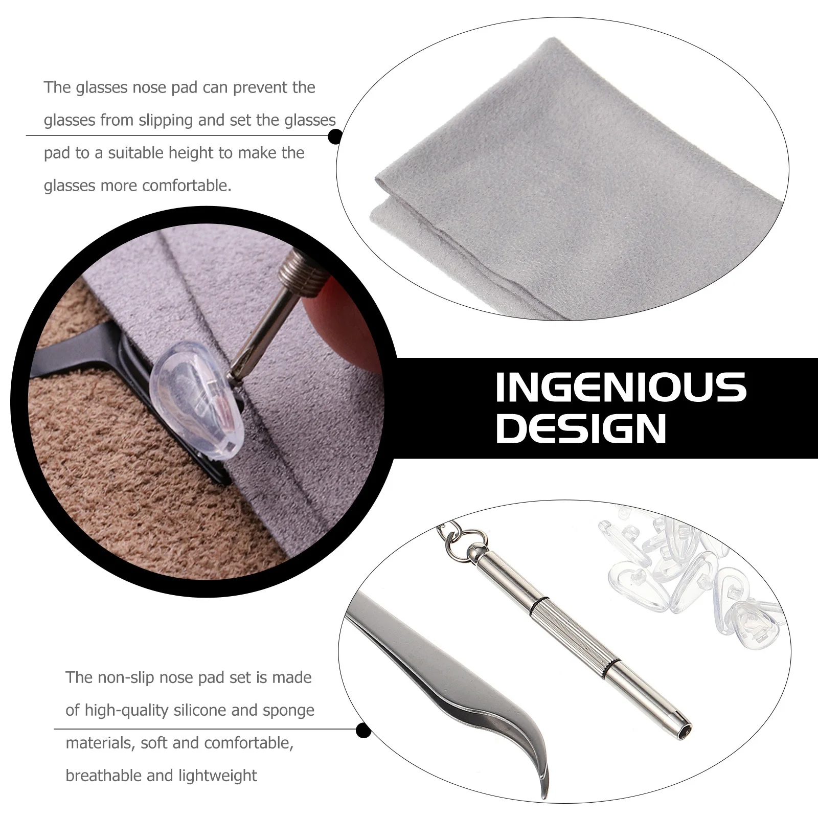 

1 set Glasses Repair Kit Nose Pads Eyeglasses Anti-Slip Self-Adhesive Replacement Pads Temple Tips For Optical Frames Sunglasses