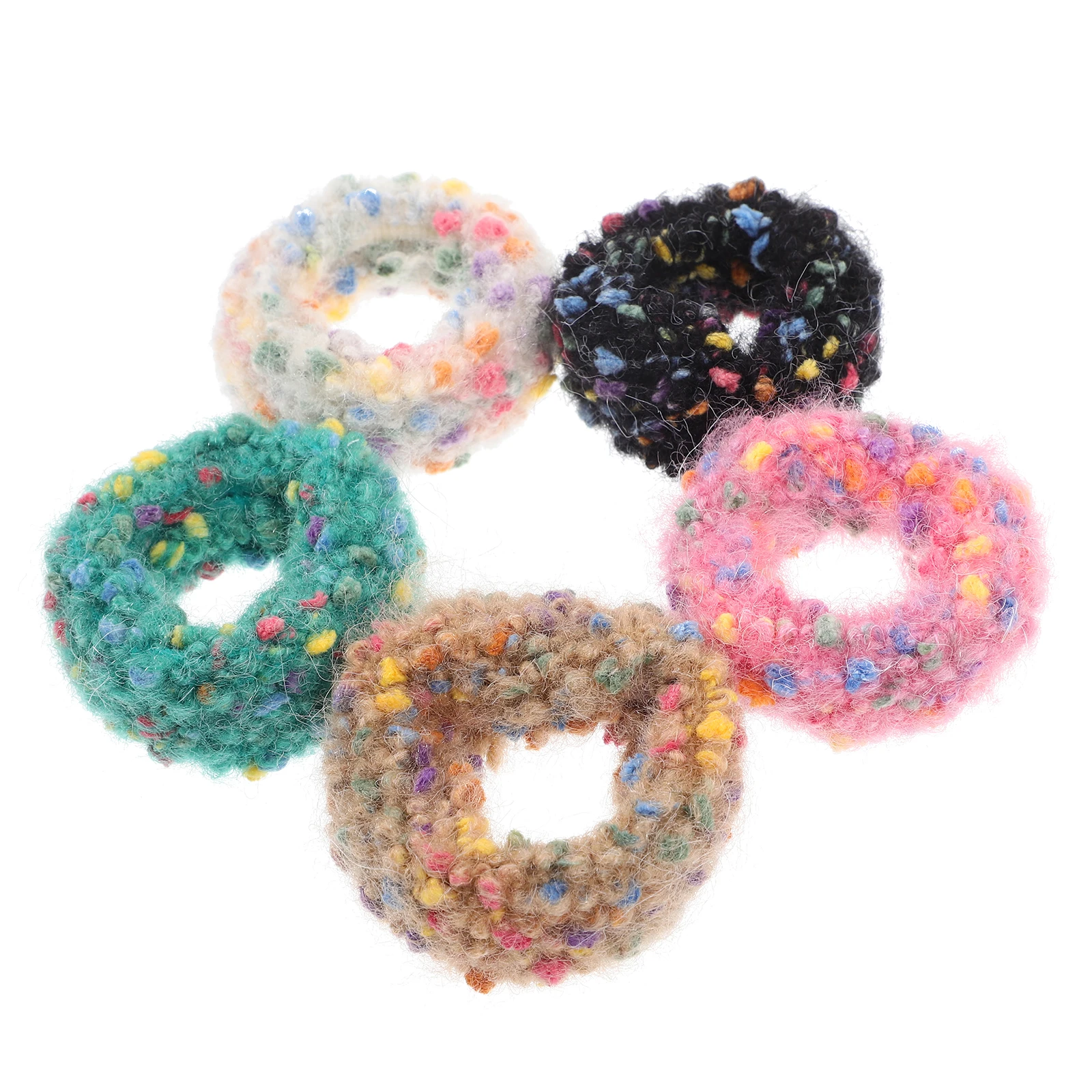 

5 Pcs Thick Elastic Scrunchies Curly Ties Accessories Women Girls Ponytail Holders Fuzzy Hair Bands Bulk Hair Ties