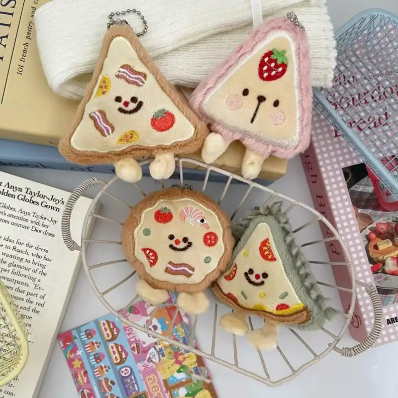 Süße süße Pizza Plüsch Schlüsselanhänger Cartoon simulierte Lebensmittel gefüllte Puppe Anhänger Auto Schlüsselanhänger Rucksack Dekoration Zubehör Geschenke