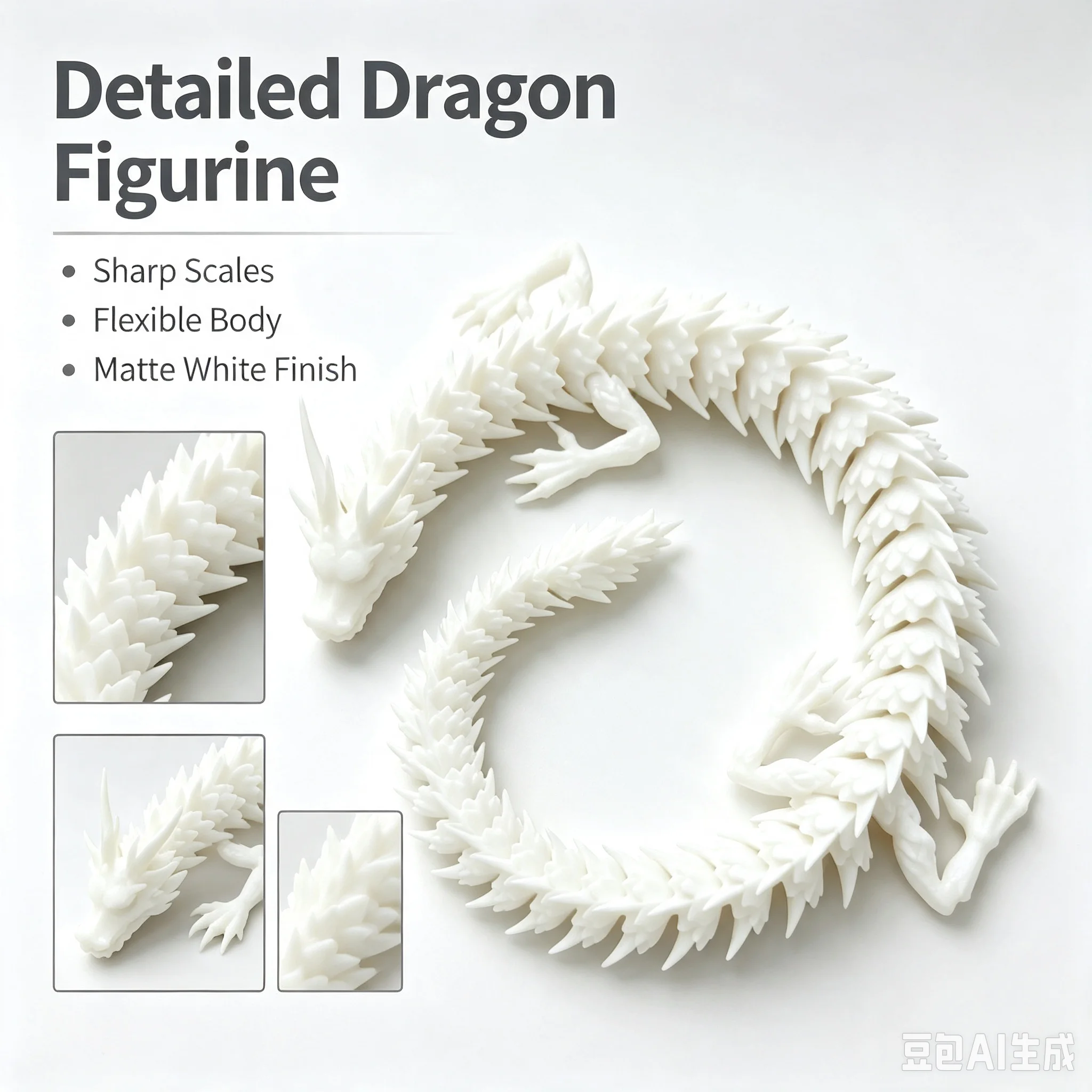 31.5cm 3D Printed Conjoined Dragon Ornaments Joints Can Move Creative Dragon Plants Rockery Fish Tank Landscaping Decoration