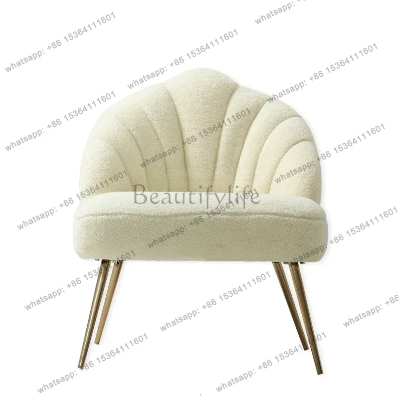 

56Light Luxury Nordic Dressing Chair Bedroom Balcony White Plush Single Leisure Chair