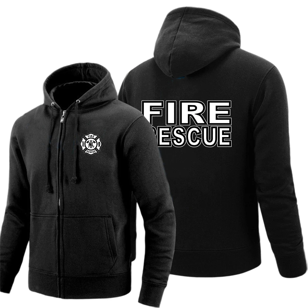 

Fire Rescue Firefighter Men's solid-color zipper sweatshirt suitable for spring and autumn in various colors jacket hoodies