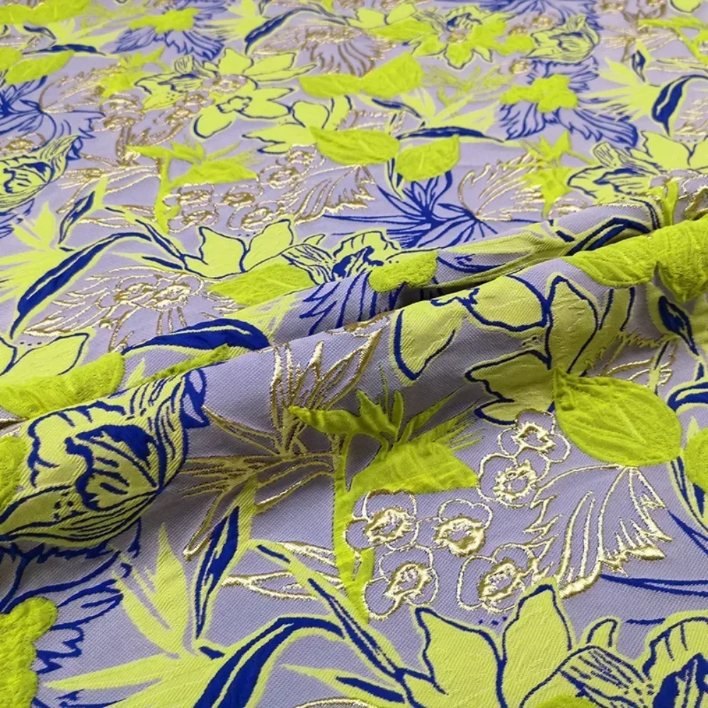 

Jacquard Dress Fabric Yarn-dyed Brocade Metal Wire High-end Costum Trench Coat Set Brand Cloth for Dress by the Yard