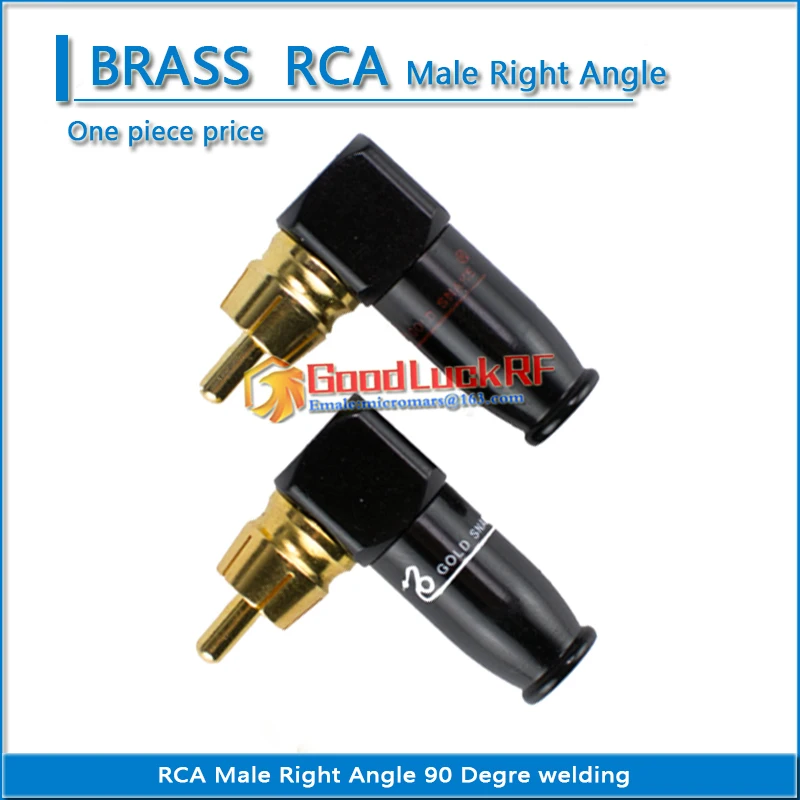 Lotus RCA Male Rgith Angle 90 Degree AV audio and video connection Brass welding RF connector extension conversion