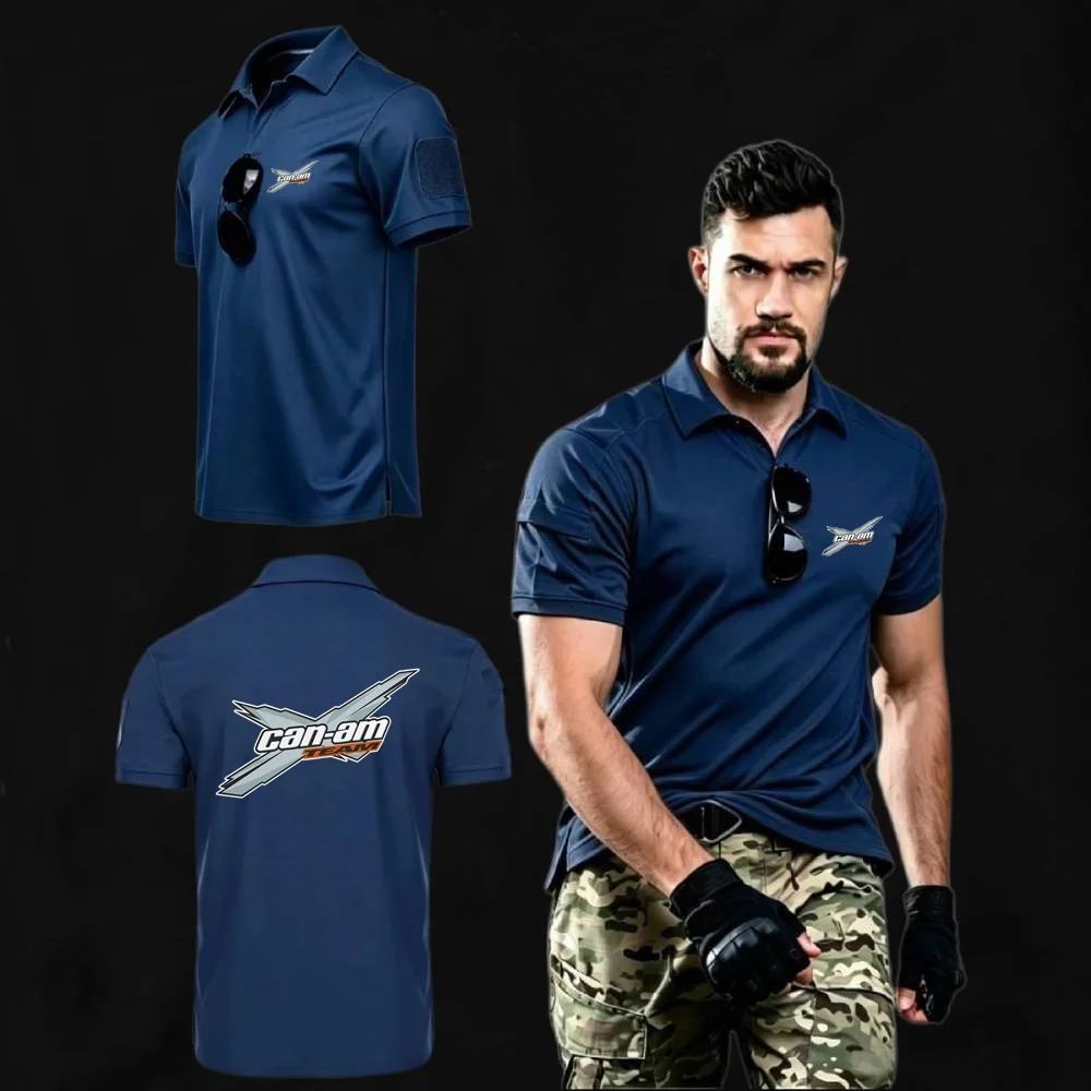 NEW Polo Shirt Military Tacitcal Short Sleeve Shirts Can Am Off Road Men Top Tees Army Hiking Training Tshirt Youth Streetwear