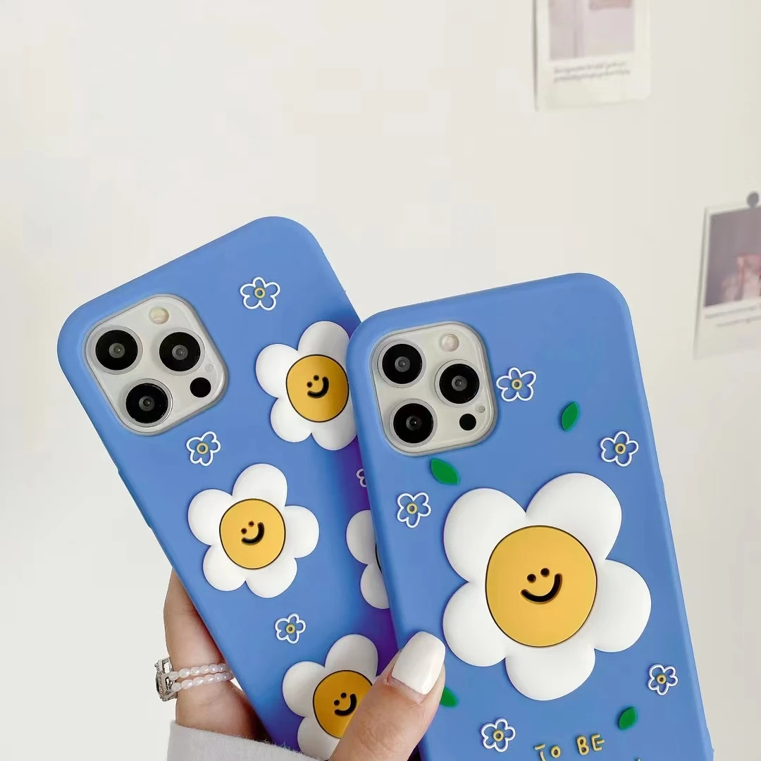 New 3D Beautiful Flowers For iPhone 11, 12, 13pro, 14, 14promax, 15, 15Promax, Soft Silicone Case, Phone Back Cover, Shockproof