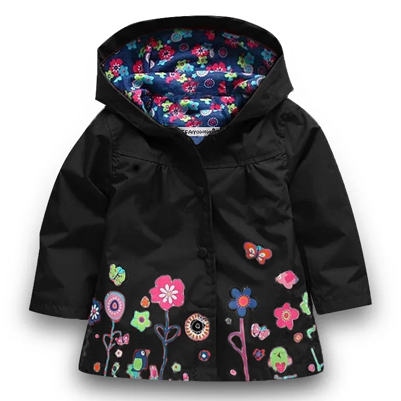 Primavera autunno ragazzi ragazze cappotto floreale manica lunga giacca antivento giacca a vento vestiti bambini giacca impermeabile con cappuccio