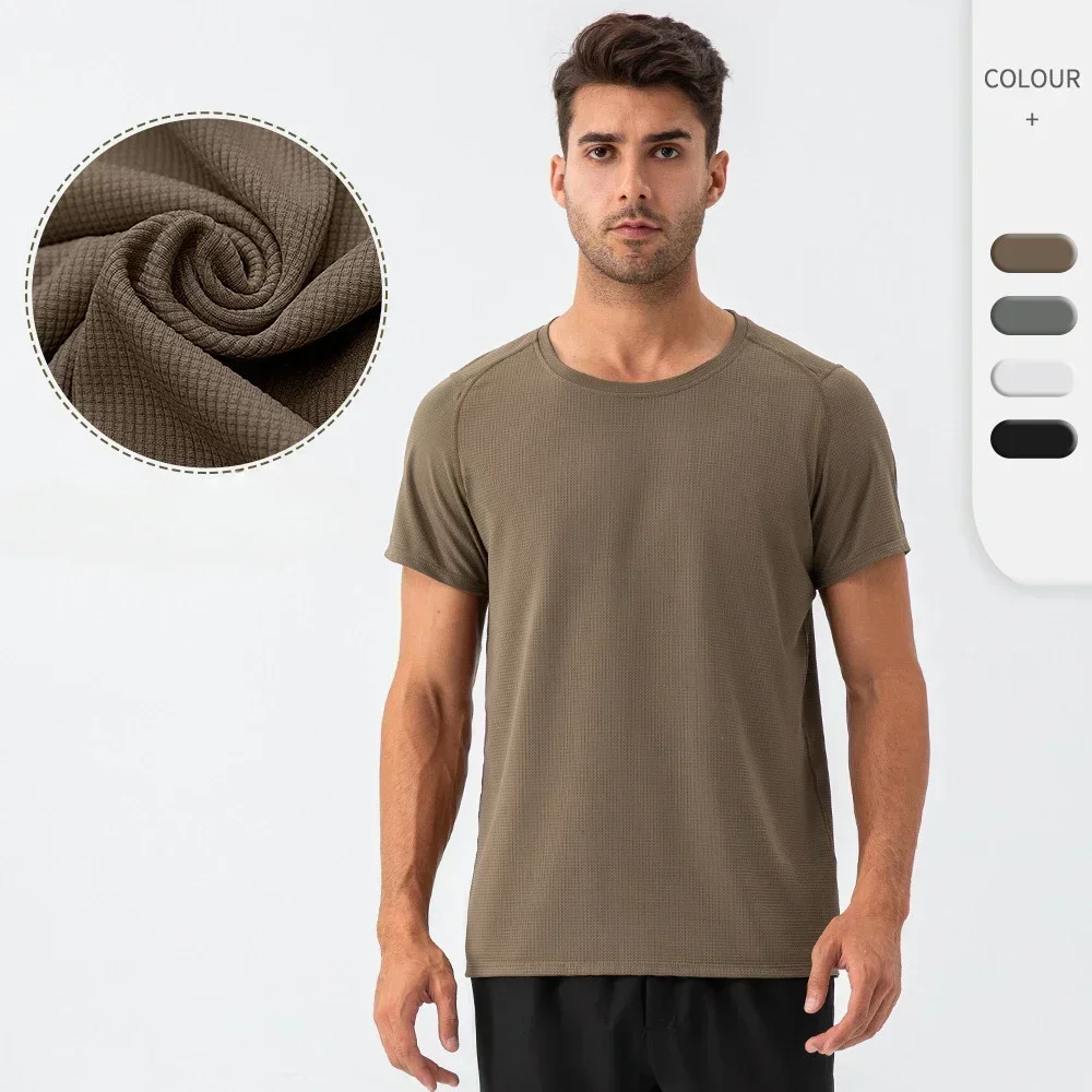 Ropa de Golf auténtica para hombre, Camiseta deportiva sólida de secado rápido, ropa deportiva holgada de manga corta para entrenamiento y correr, ropa deportiva para gimnasio