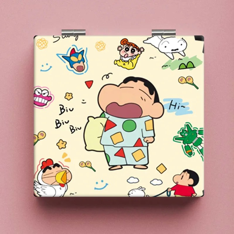 2024 nuovo Anime Crayon Shin-chan pigiama Kawaii modello figura Mini specchio portatile a due lati pieghevole specchio per il trucco regali per