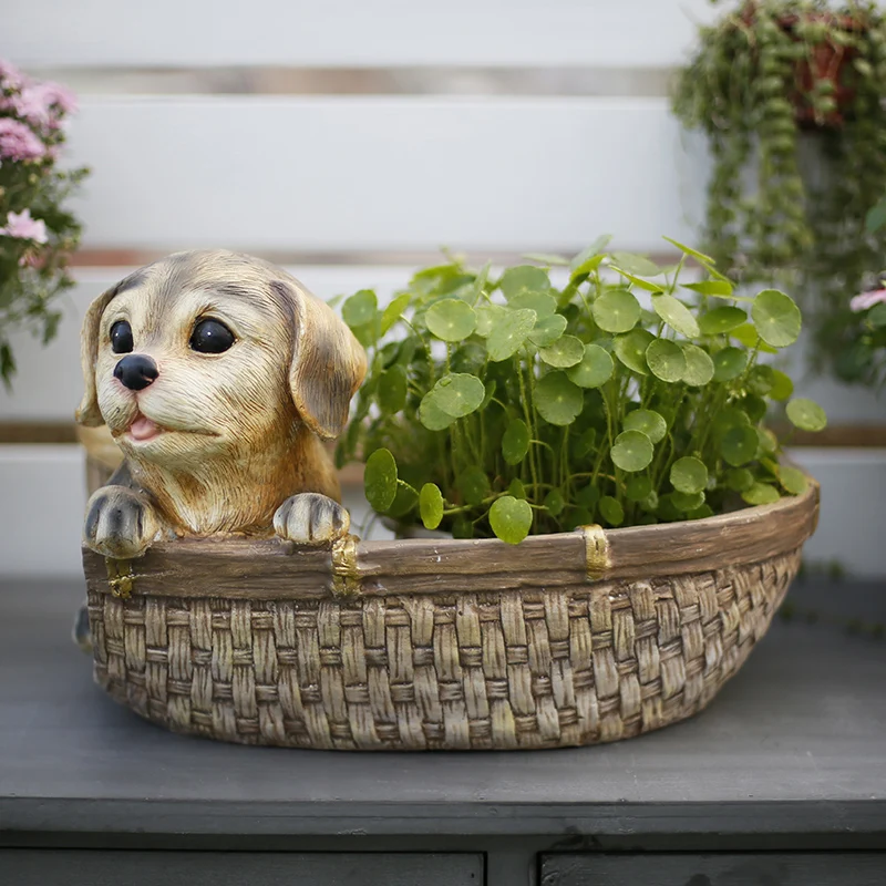 الحيوانات الأليفة القط والكلب محاكاة الحيوان الإبداعية اناء للزهور حديقة عصارية شرفة ترتيب الحلي الزخرفية حديقة النسيج ص