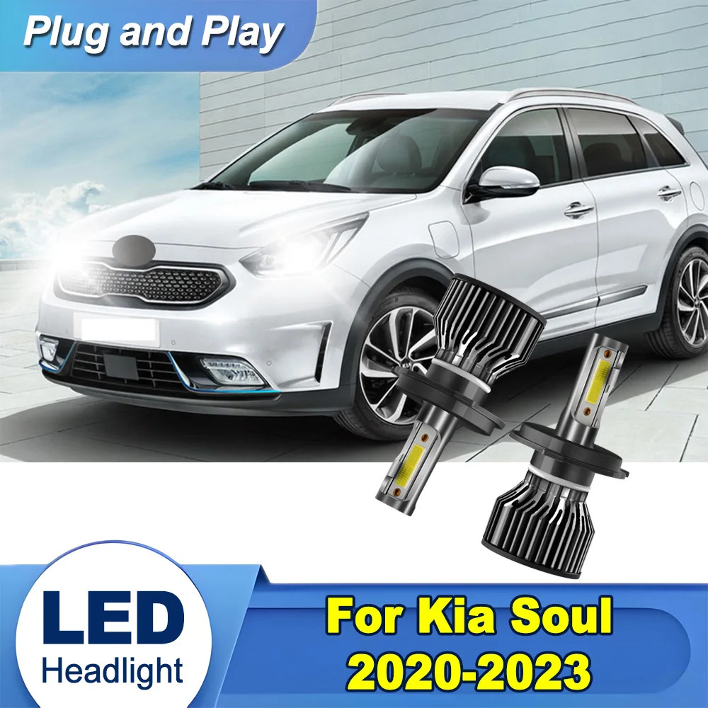 

2PCS H4 High Low Beam LED Headlight 6000K White Super Bright 120W 20000LM For Kia Soul 2020 2021 2022 2023 Canbus Car Light