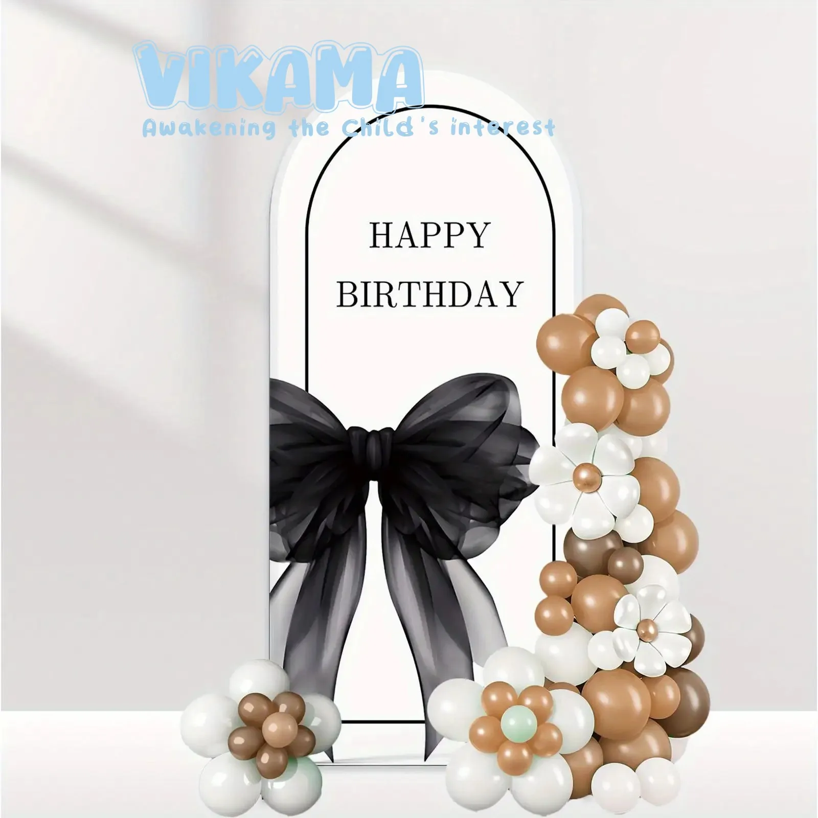 VIKAMA Eleganter schwarzer Schmetterling Prinz Bogen Hintergrund Tuch Geburtstag Party Dekoration Kinder Feier Hintergrund Tuch