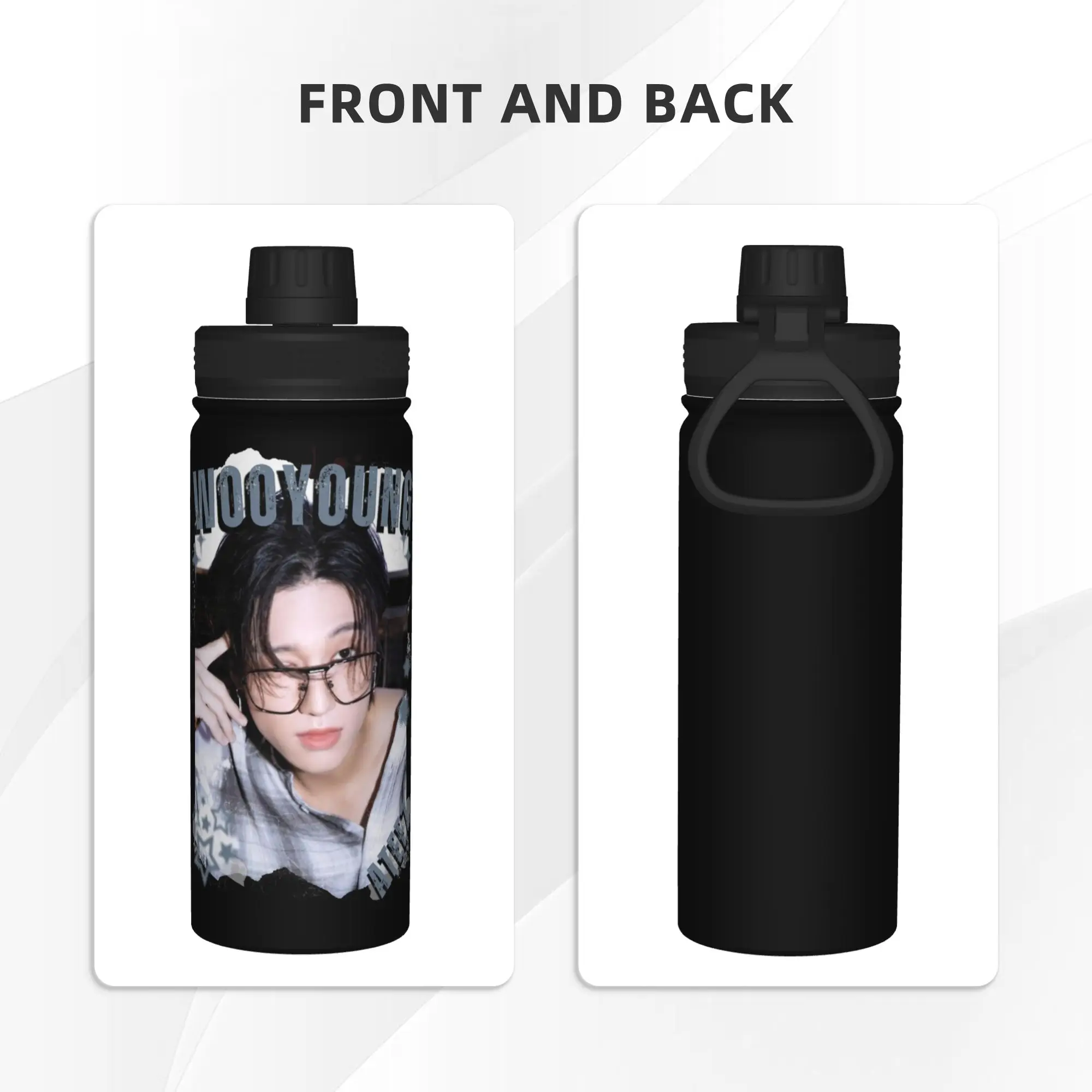 Kpop Boy Group A-Ateez Wooyoung 18OZ Sports Insulated Kettle  Coffee Cups Vacuum Flask Smoothie Tea Mugs Water Bottle