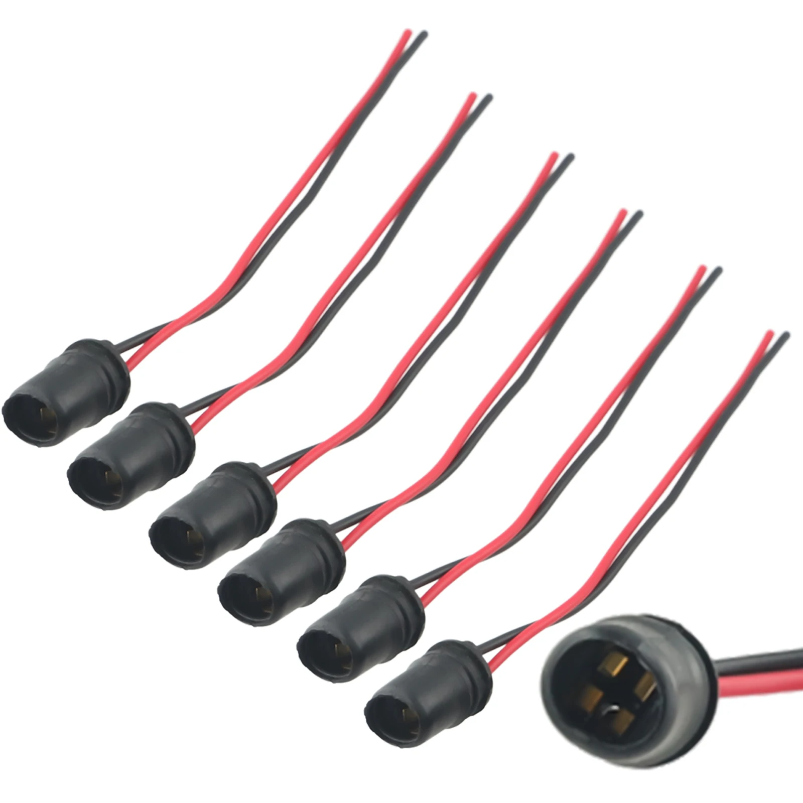 

T10 W5W Round Sockets Light Bulb 12cm/4.7 inches Auto Base Black Car Lamp Holder Round Socket 10pcs Connector