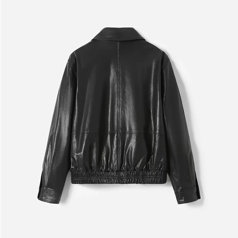 Mode Armee Grün Frauen Echt Leder Jacken Mäntel 2025, Neue A-ebene Gewachste Schaffell Weibliche Einfache Casual Leder jacken Tops