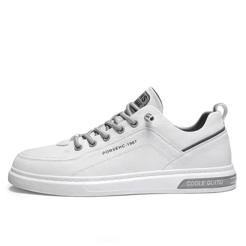 Men‘s Minimalist White Casual Sneakers Breathable Comfortable Spring Autumn Fashion Versatile Low Top Lace-up Walking Shoes