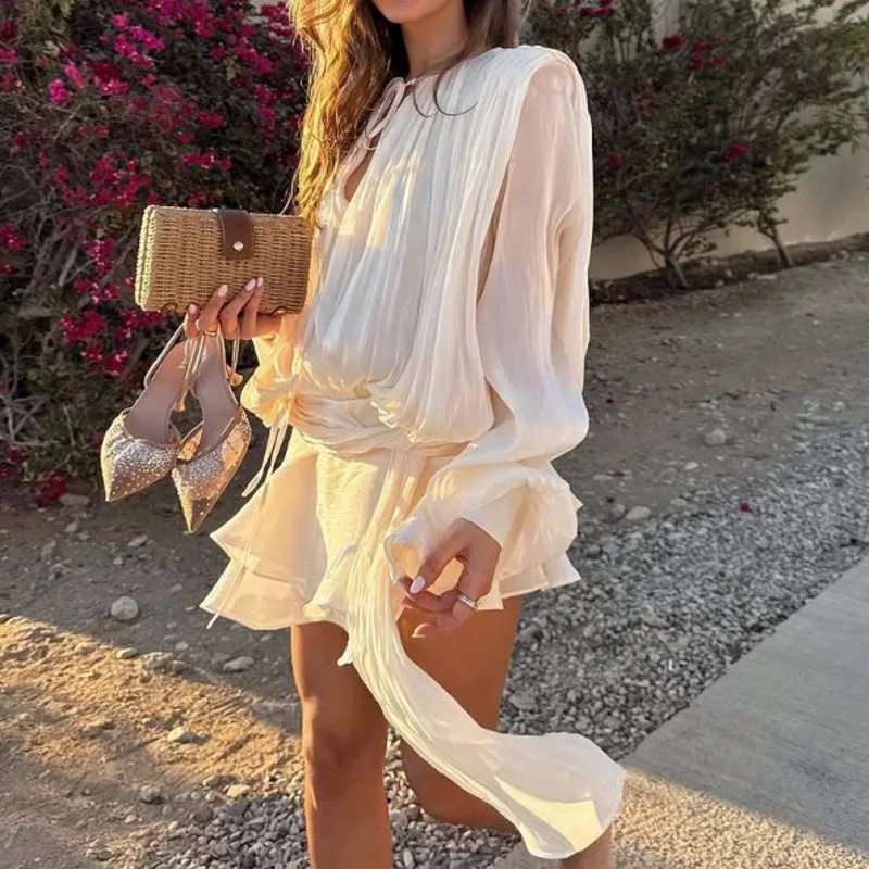 

Temperament Long Sleeved Chiffon Shirt Set Women's Comfortable Breathable Elegant Daily Irregular Commuting Date Slimming Dress