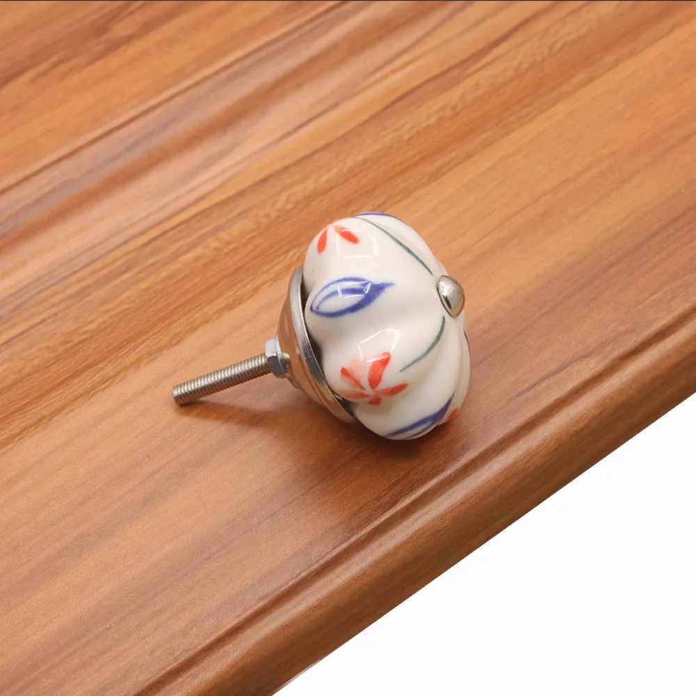Blue White Floral Dresser Furniture Hardware With Screw Cabinet Cupboard Drawer Handles Cabinet Knob Door Knobs Pull handles