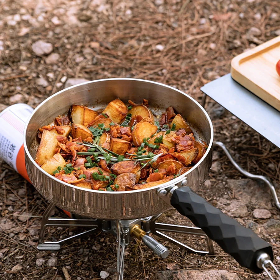 

Сковорода CAMPINGMOON из нержавеющей стали со съемной ручкой, без покрытия, для использования на открытом воздухе, совместима с индукционными плитами