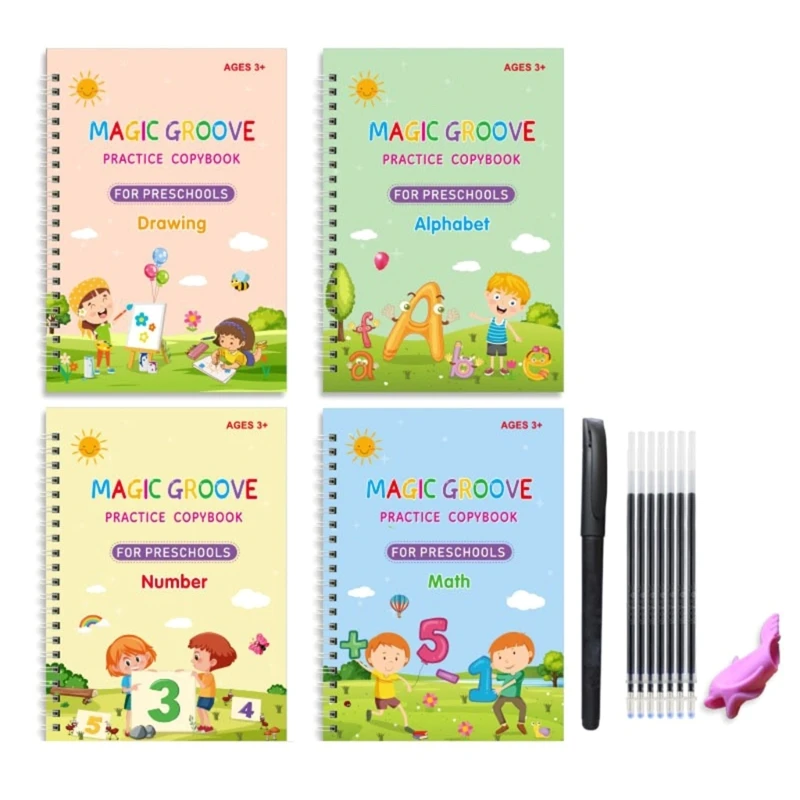 Practice Book for Kids Copybook with Double-Sided Printing and Pen Holding Aid, Great for Learning Pinyin and