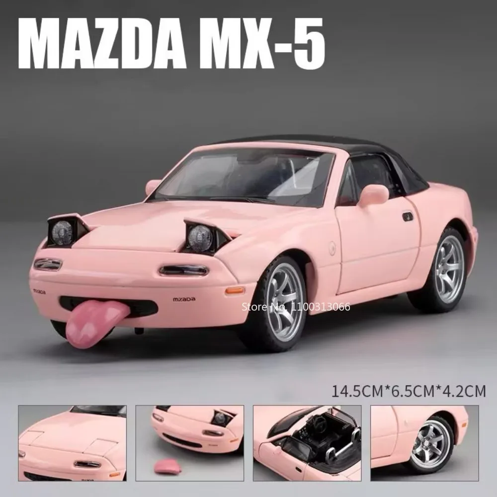 1/32 Scale Mazda MX5 Alloy Model High Simulation with Tongue Sport Car Wheels Can Be Turned Diecast Vehicle Toy for Adult Gifts