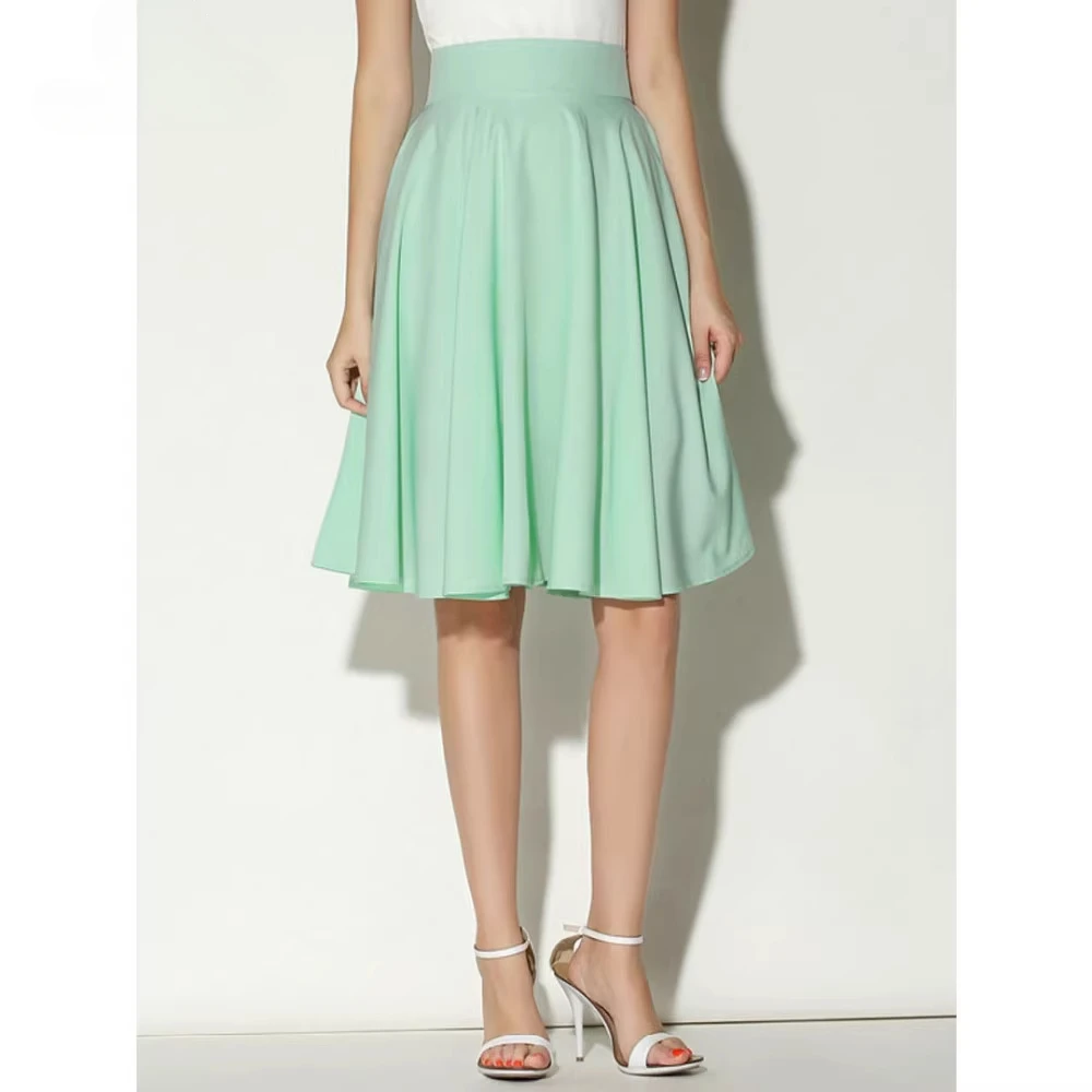 European and American Summer High Waist Casual Skirt Fashionable Solid Mid-length Women's Skirt Loose Commuting White Skirts