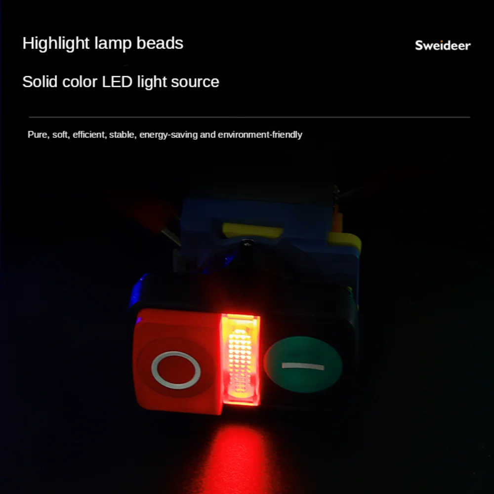 LED 220V 12V Double Switch 1NO1NC Push Button Switch 22MM ON OFF START STOP SWITCH Power Switch with Light 2NO