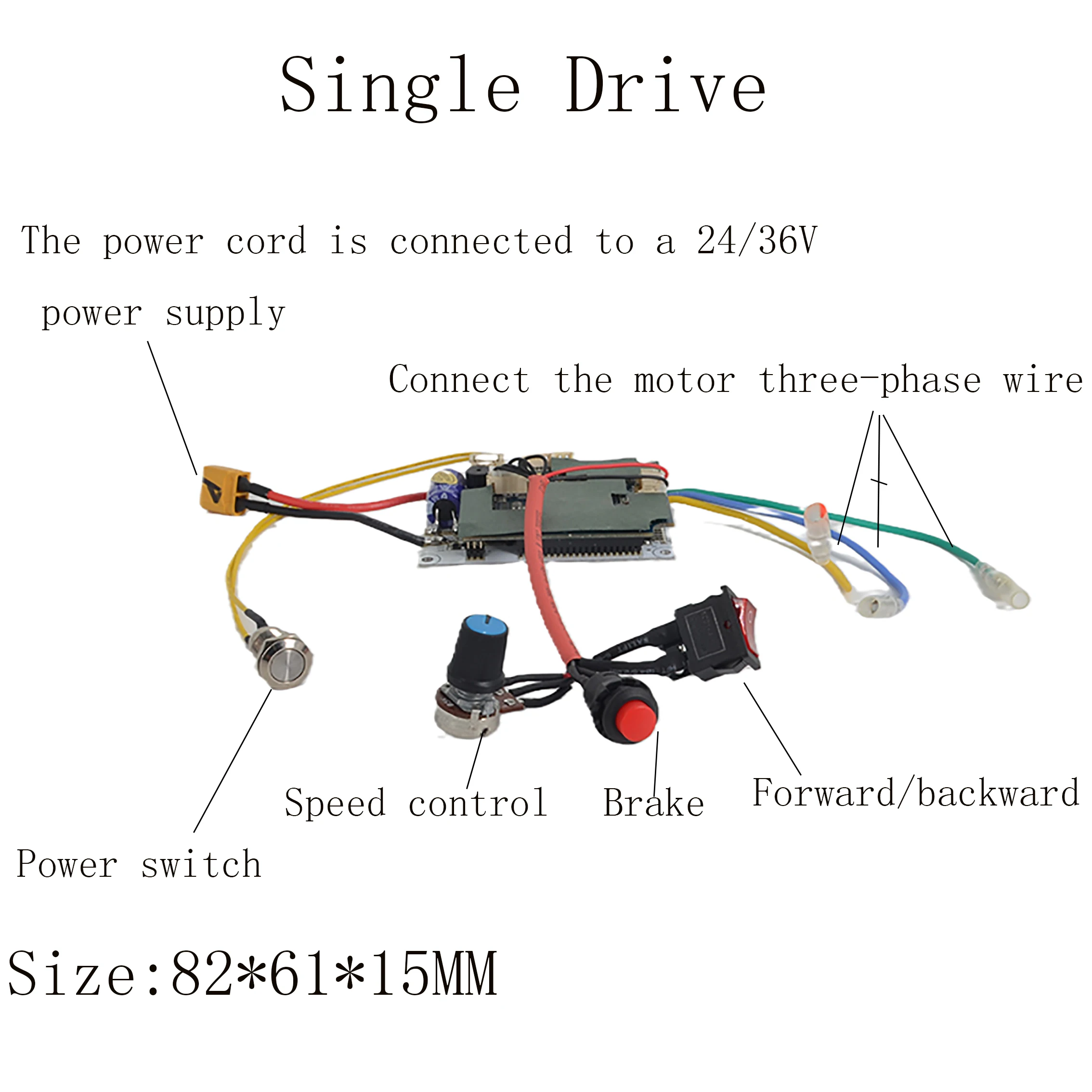 Brushless wired controller 24/36v single-wheel drive double-wheel drive four-wheel drive brushless Motor controller