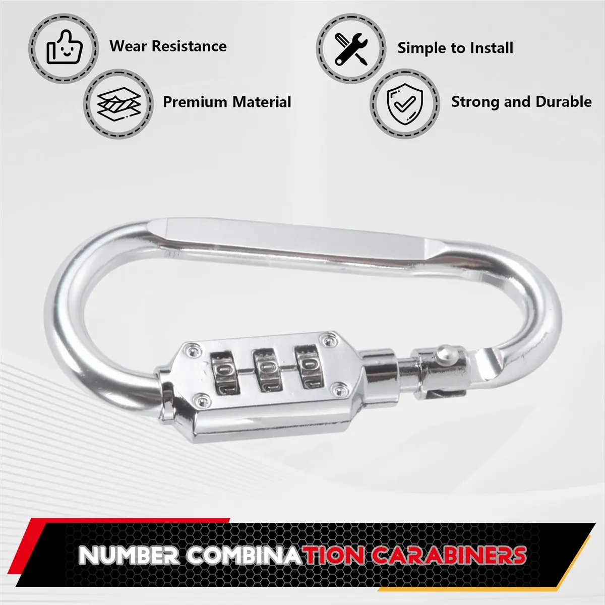 【CYBER MONDAY】with combination padlock 3 digits numbers padlock carabiners silver