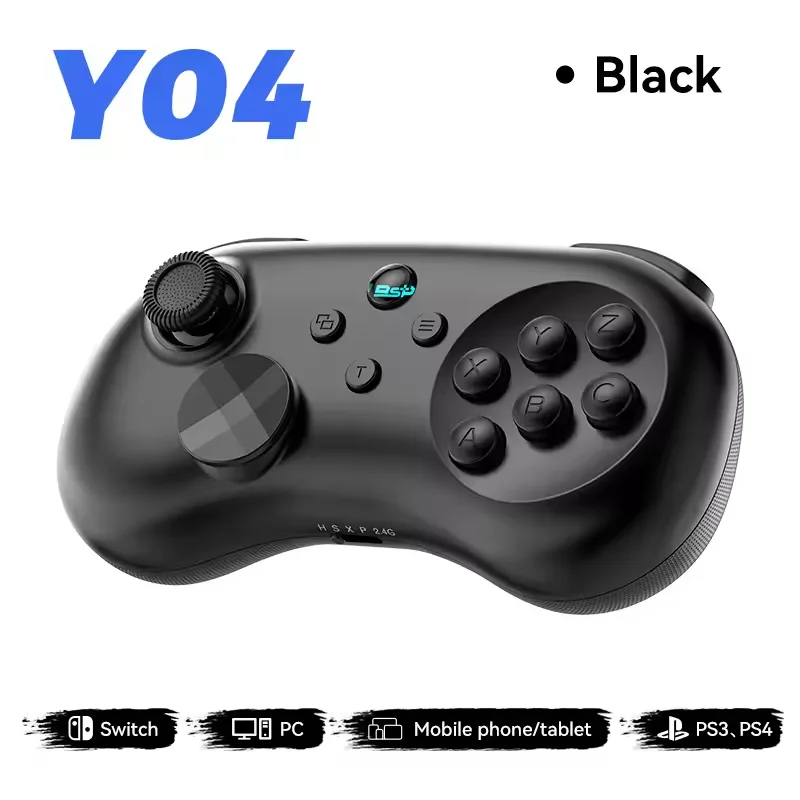 Y04 Wireless Game Controller for Switch/PC/PS4/PS3  Hall Effect Joystick, 6-Key Arcade Fighting Gamepad with Turbo &Back Button