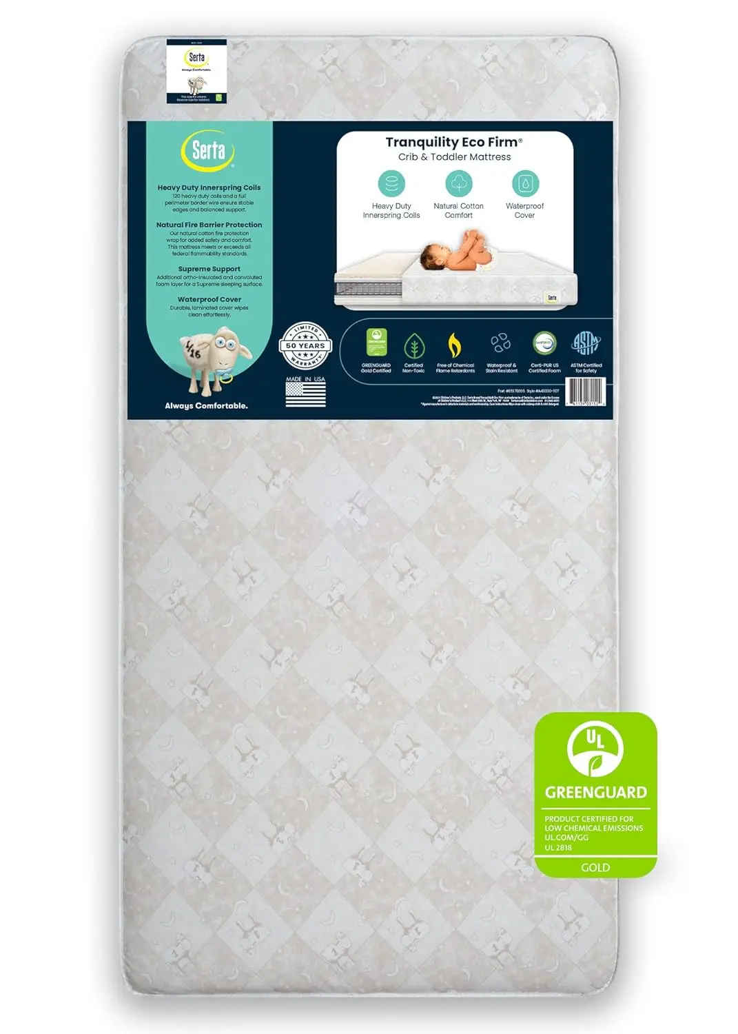 

Serta Tranquility Eco Firm 2-Stage 6" Premium Baby Crib Mattress & Toddler Mattress