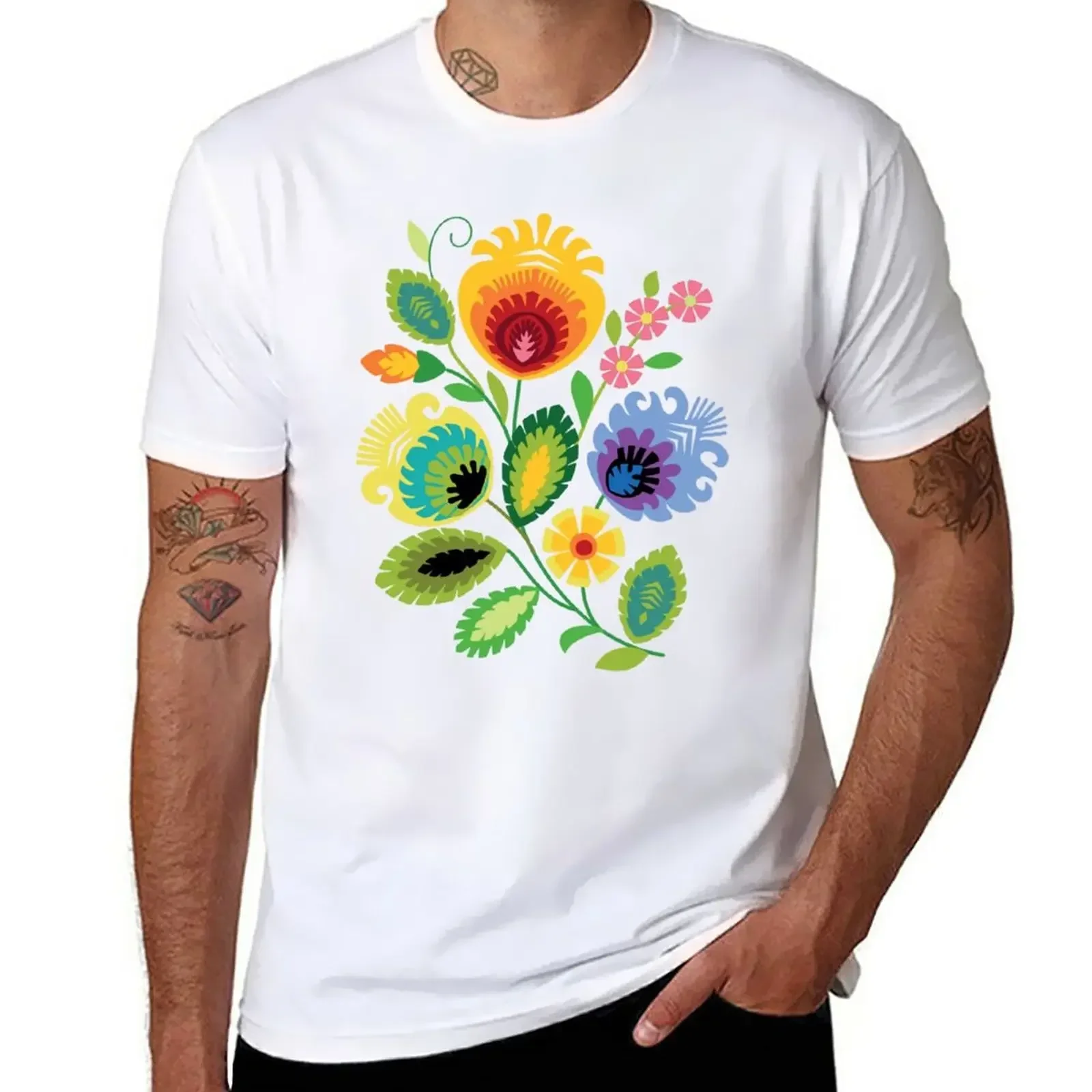 

Polish Folk Flowers Yellow T-Shirt blanks quick-drying sublime mens plain t shirts