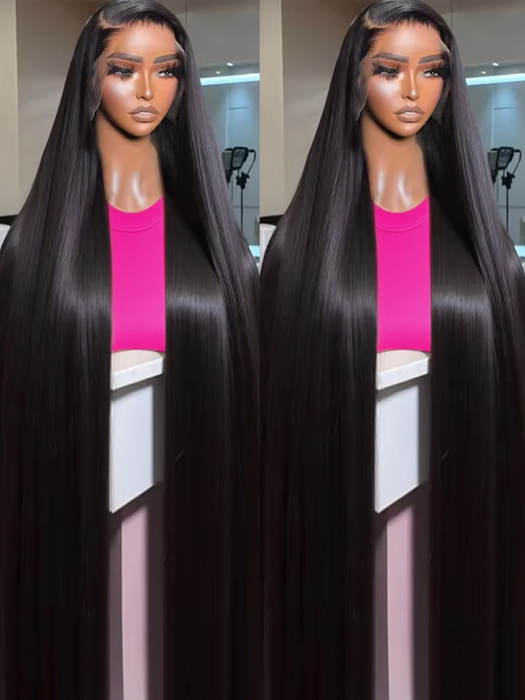 

Прозрачные 40 46-дюймовые прямые 13x6 HD парики из натуральных волос на кружеве спереди, плотность 300%, предварительно сорванные, 13x4, бразильские парики на кружеве спереди