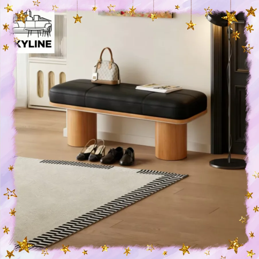 Timber Bench Multi-purpose Leisure Stool Solid Wood Frame Furnish Fit For Indoor Foyer, Living Room & Bedside Daily SpaceLayout