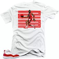2025 Summer Hot Sale Shirt To Match Jordan 11 Cherry Varsity Red - FLY 23 Air Sneaker Tees Pure Cotton Tshirt