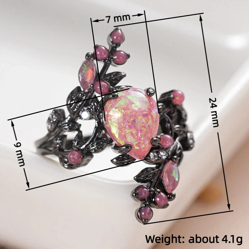 Women's Opal Leaves Ring with Imitation Opal
