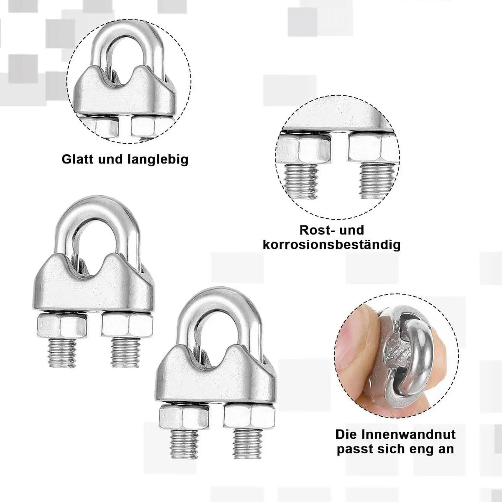 Stainless Steel M5 Wire Clamp U Shaped Rope Fastener Heavy Duty Accessory for DIY Rope Rigging and Lifting Works