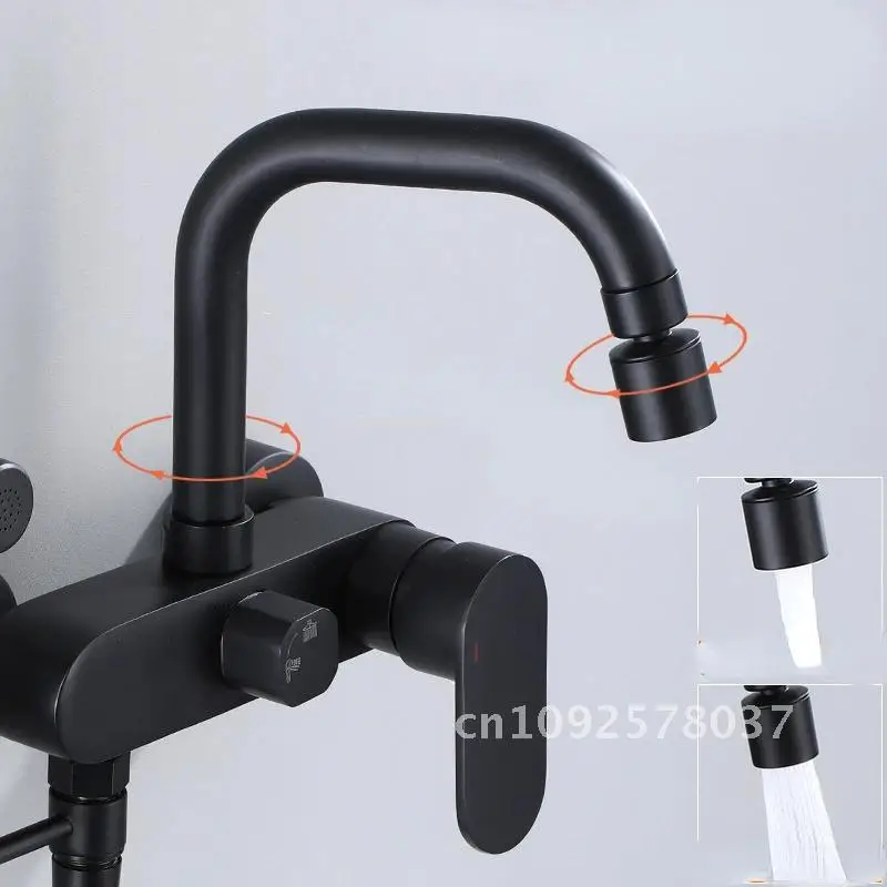Kitchen Faucet Into Wall Type With Black Gun Hot Spray Copper Rotary Water And Universal Bathroom Cold