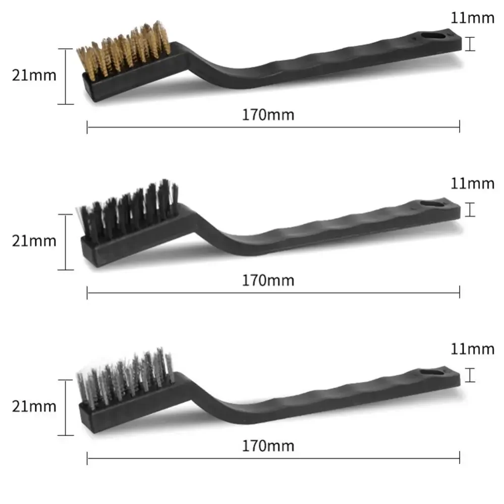 6Pcs Mini Remove Rust Brush Brass Cleaning Polishing Metal Brushes Brass Wire Steel Wire Nylon Brush Clean Tools Home Kits