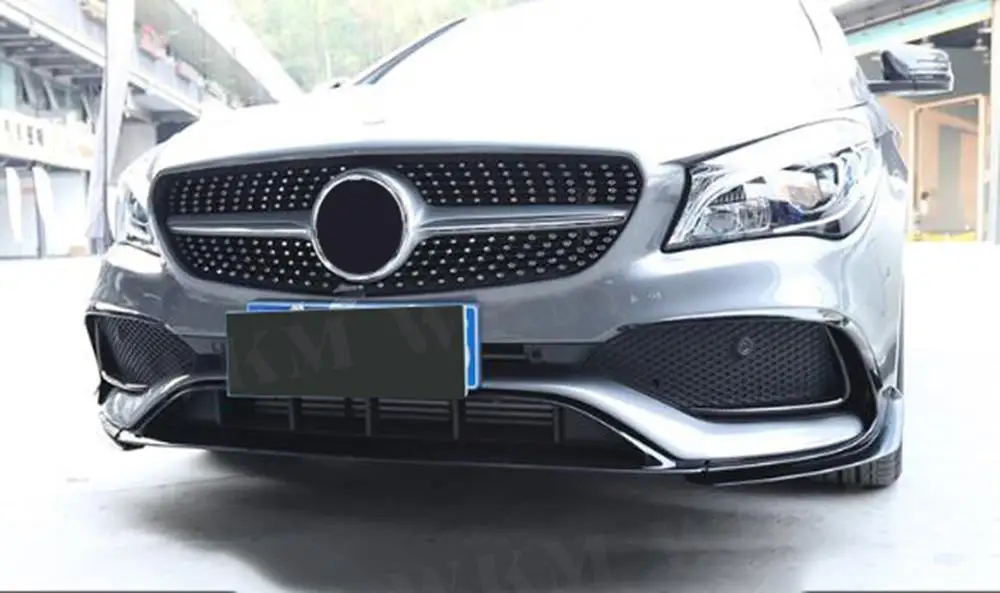 ABS Front Lip Spoiler Splitters Flap Canards for Benz W117 CLA Class CLA45 AMG 2016-2018 Front Bumper Trim Covers Carbon Fiber