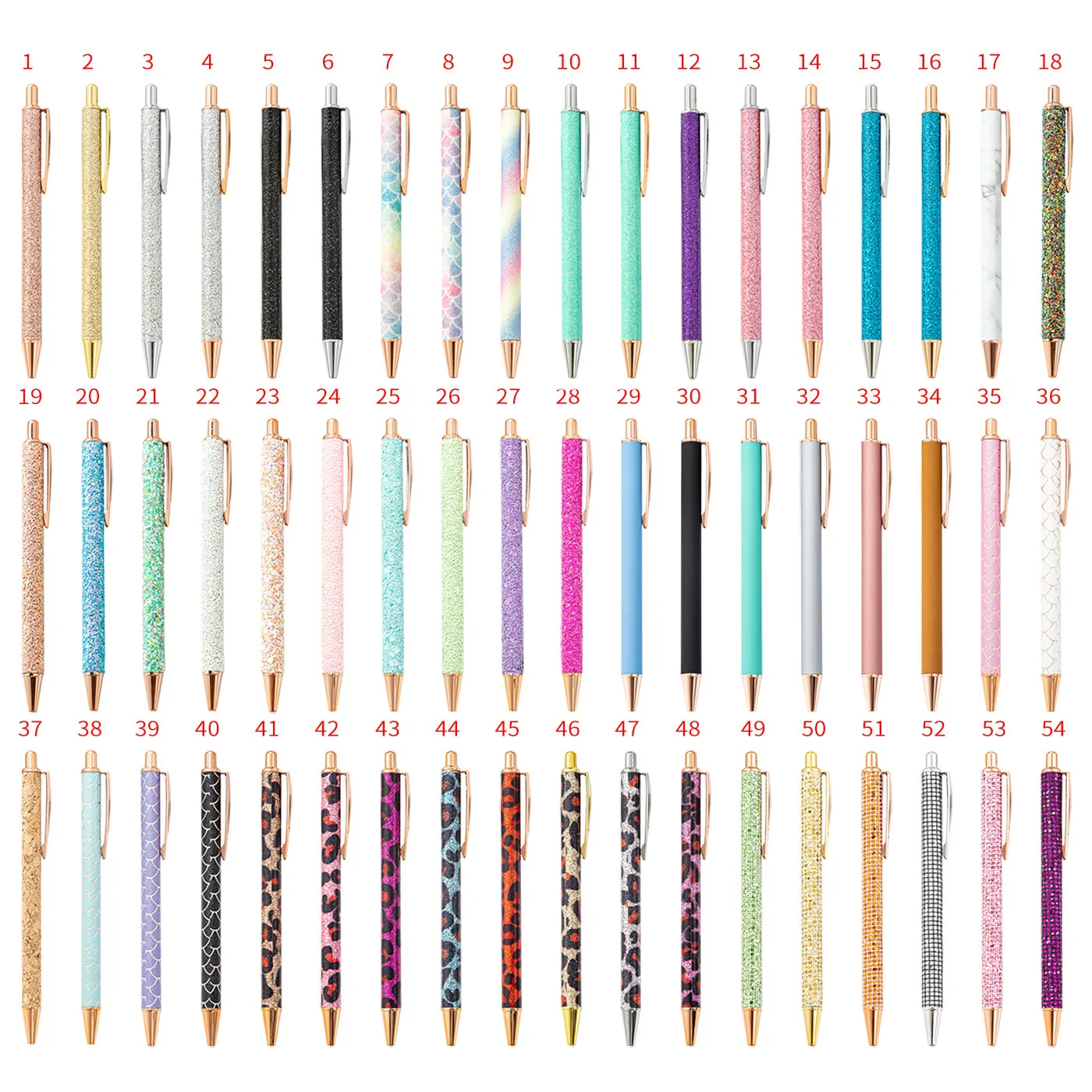 50Pcs Sparkly Sparkle Ballpoint Pens Glitter Body Medium Point Metal Retractable Pens Pretty Journaling Gift Pens