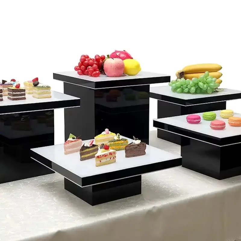 

Food Display Risers Wedding Party Acrylic Food Display Cube Catering Stand for Food Display