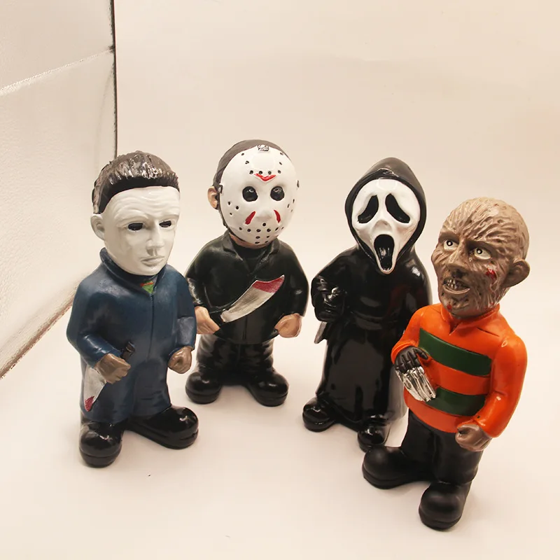 Horror Movie Garden Gnomes Decoration Outdoor Statue Nightmare Jason Michael Myers Figurines Lawn Decor Halloween Decorat