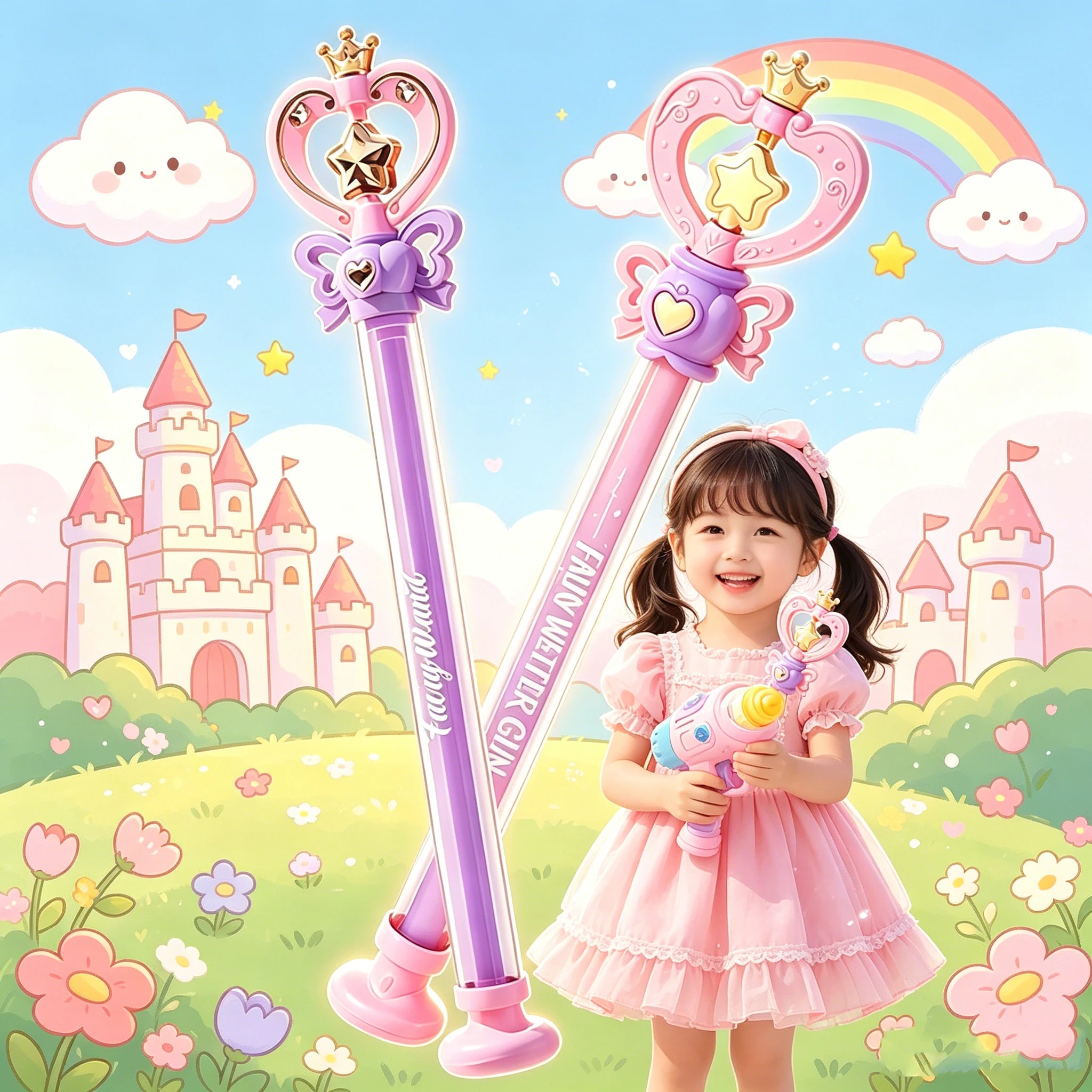 Magic Fairy Wand Water Gun Dual Mode Water Cannon Summer Outdoor Water Play Toy Birthday Gift for Kids & Adults Water Battle