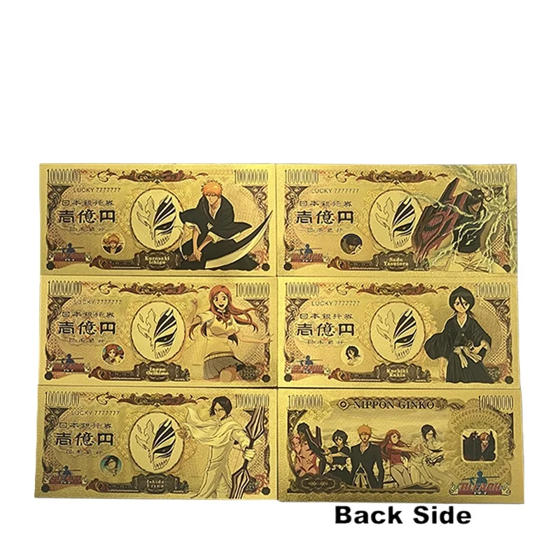 Top Selling 5 Design Japan Anime Bleach Banknote Cartoon Plastic Card in 24K Gold Plated For Collection