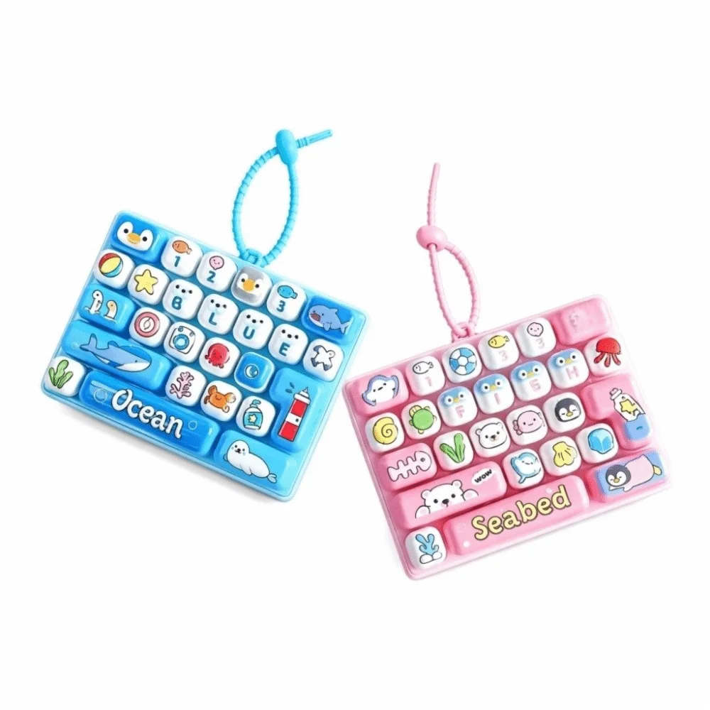 Creative 26-key Stress Relief Decompression Keychain Portable Press Button Clear Key Sounds Gifts Keyboard Bag Ornament