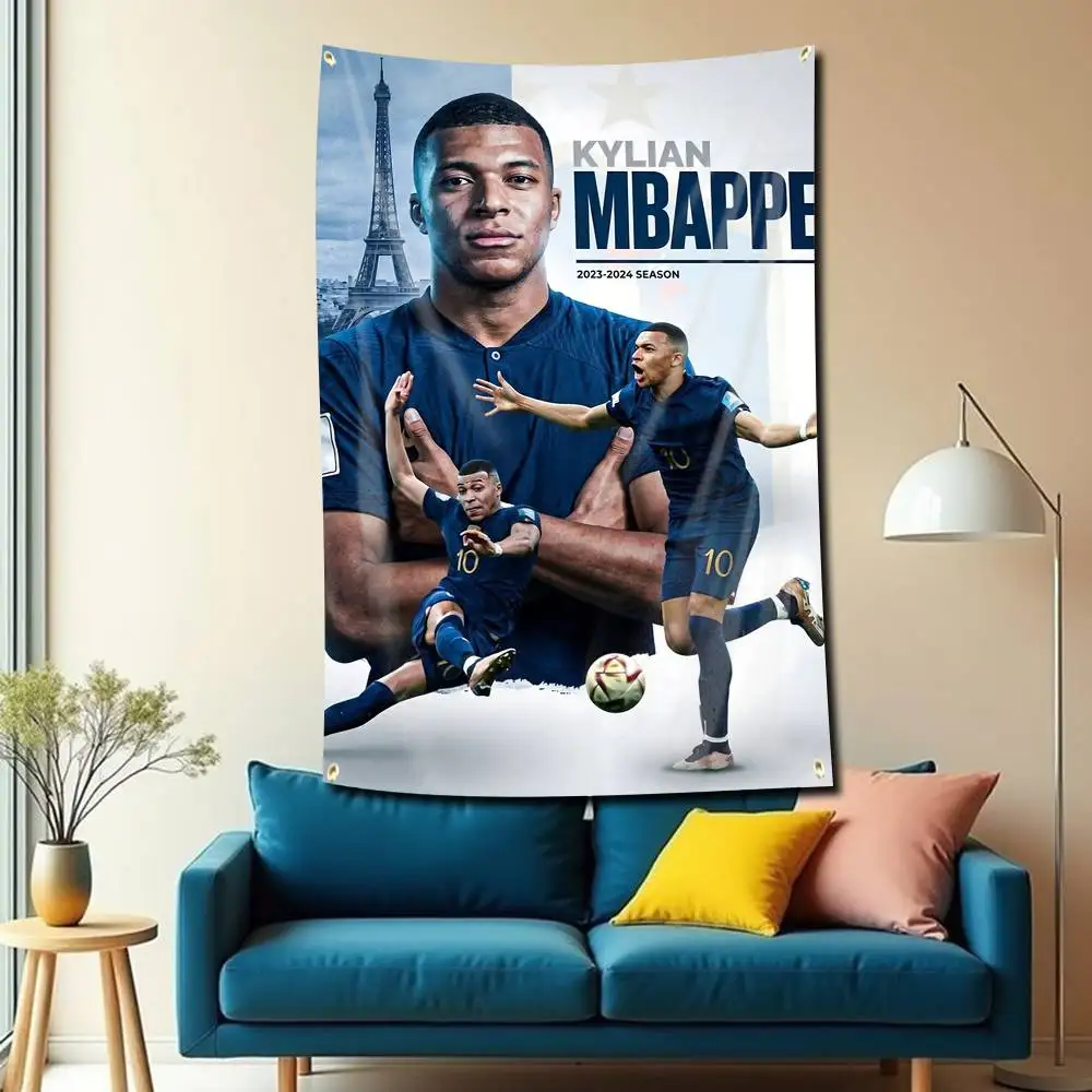 K-Kylian Kiki-KM7 M-Mbappe  Flag Tapestry Banner for Bedroom Living Room Outdoor Camping Custom Supported